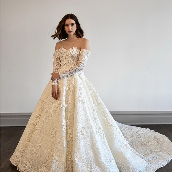 Martina Liana Embellished Off-Shoulder White Wedding Gown